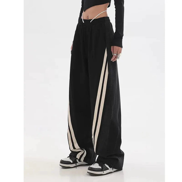 Stylische lockere Sweathose mit hoher Taille und weiten Beinen für Damen