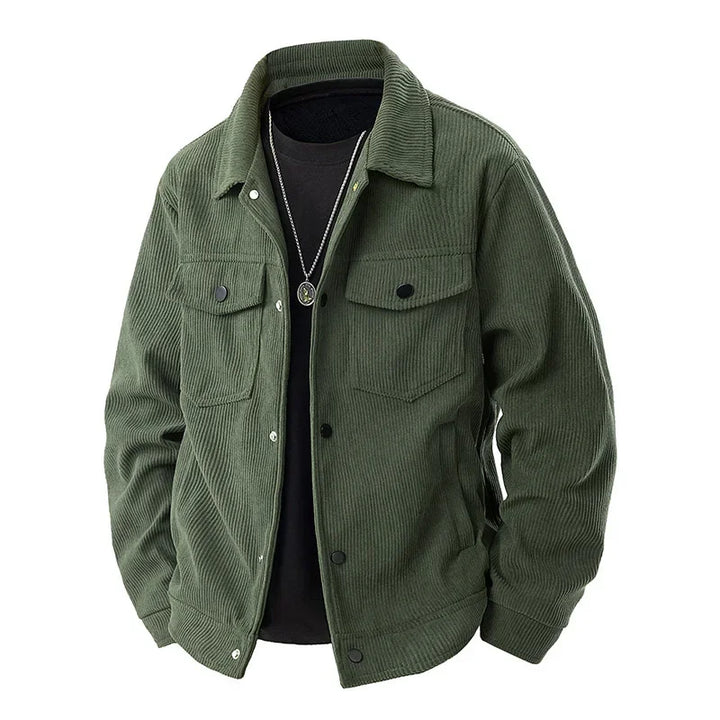 Herren Knopf Daunen Cord Jacke | Lässig