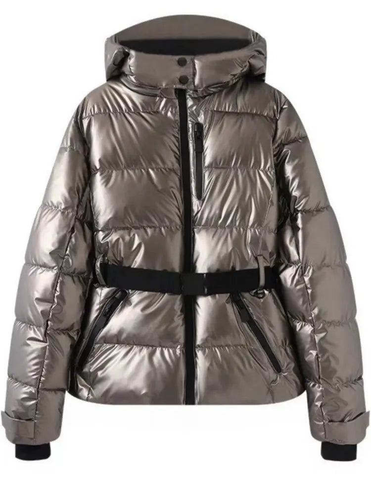 Gepolsterte Skijacke für Damen |  Mit Gürtel