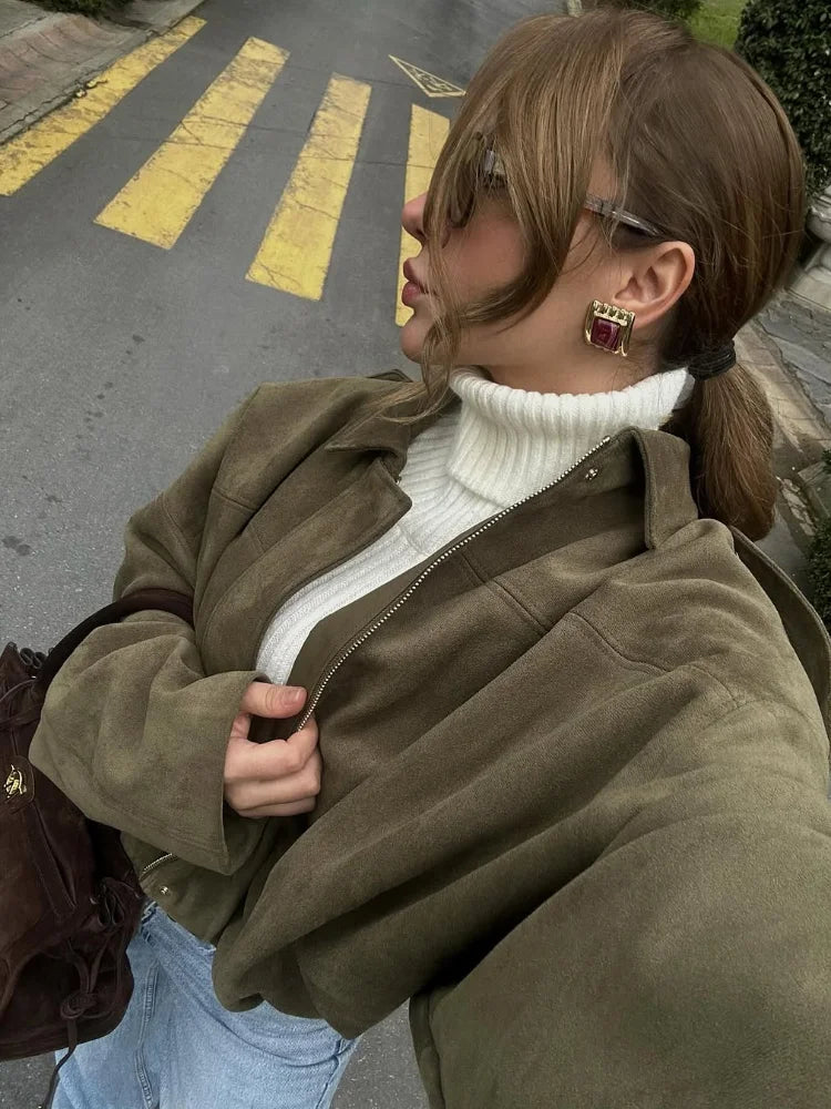 Damen Kurze Trendy Herbstjacke für Damen | Übergroß