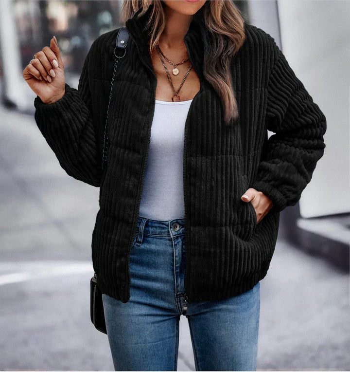 Damen Stepp Cord Jacke | Reißverschluss