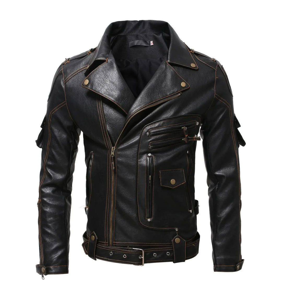 Herren-Bikerjacke mit Reißverschluss | Mehrere Taschen