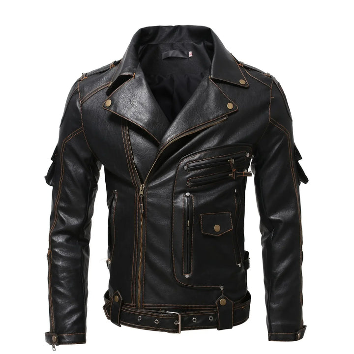Herren-Bikerjacke mit Reißverschluss | Mehrere Taschen