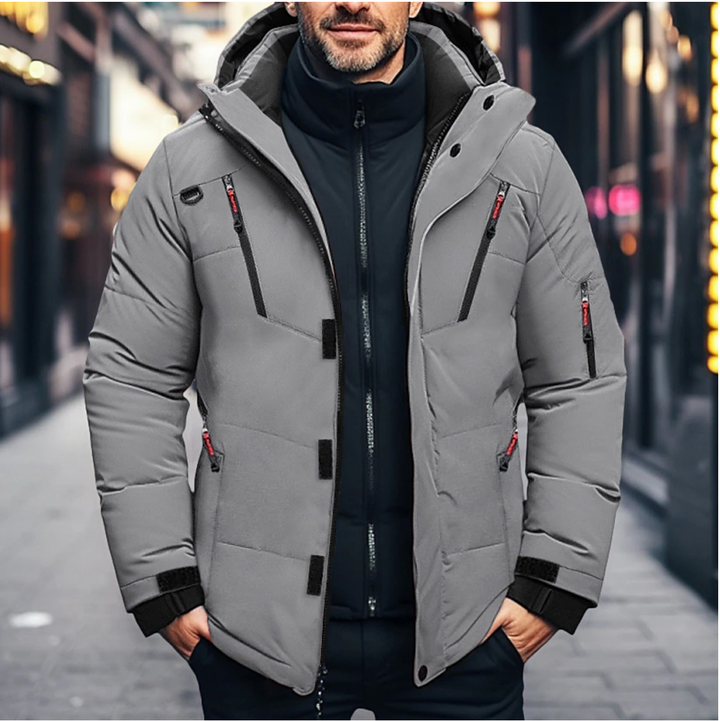 Herren Modische jacke mit Reißverschlusstaschen | Kapuze