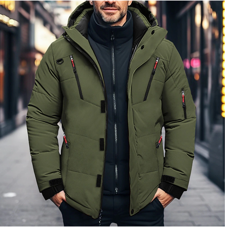 Herren Modische jacke mit Reißverschlusstaschen | Kapuze