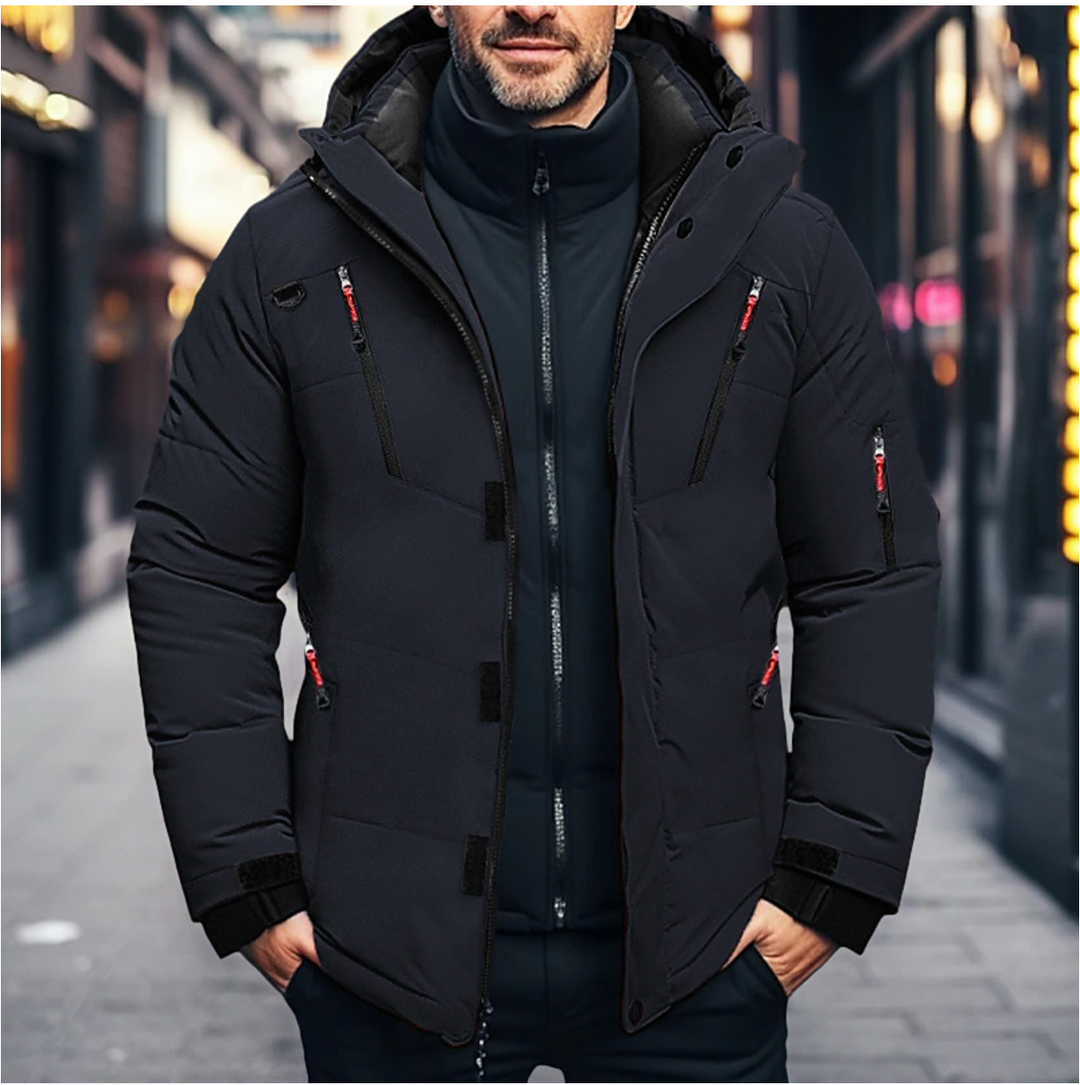 Herren Modische jacke mit Reißverschlusstaschen | Kapuze