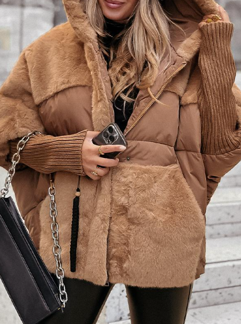 Damen Warme Winterjacke in Übergröße | Gerippte Ärmel