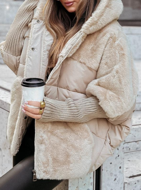 Damen Warme Winterjacke in Übergröße | Gerippte Ärmel