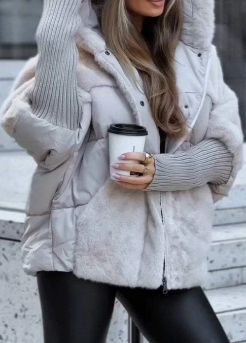 Damen Warme Winterjacke in Übergröße | Gerippte Ärmel