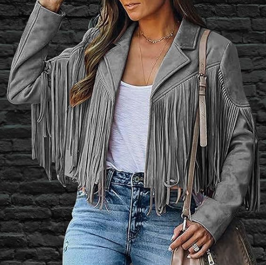 Damen Fransen-Kurz Jacke | Stilvoll