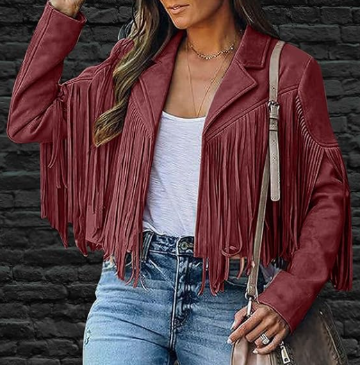 Damen Fransen-Kurz Jacke | Stilvoll