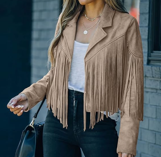 Damen Fransen-Kurz Jacke | Stilvoll