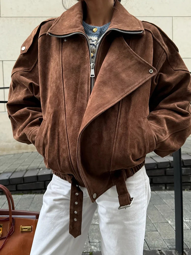 Damen Übergroß-Jacke mit Reißverschluss | Weinlese