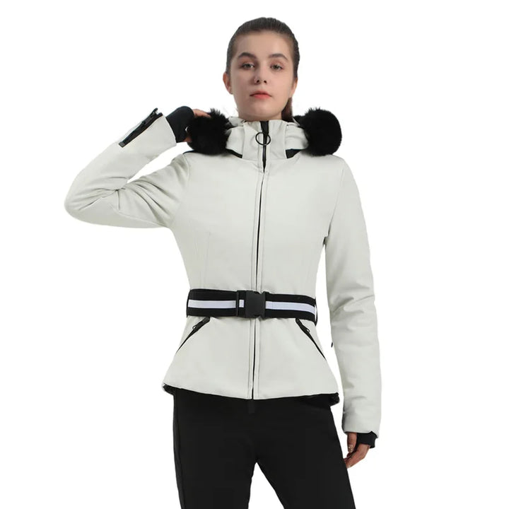 Strukturiert Ski jacke mit Kapuze für Damen | Praktisch