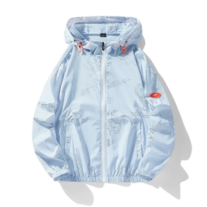 Unisex-Windjacke mit gerippten Ärmeln und langen Ärmeln | Kapuze