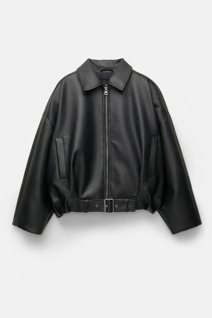 Damen Lässige Herbst-Motorradjacke | Reißverschluss