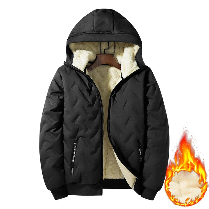 Winddichte Fleece Steppjacke mit Kapuze für Herren | Lässig
