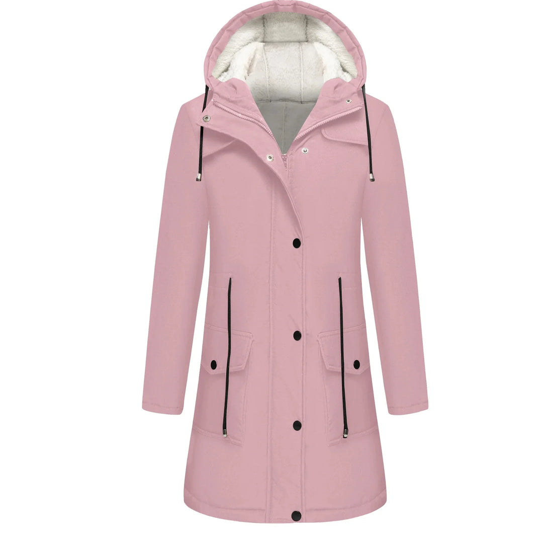Damen Lange Winterjacke mit Kapuze | Warme