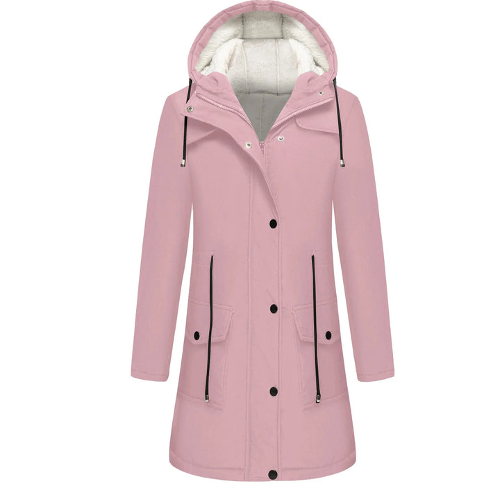 Damen Lange Winterjacke mit Kapuze | Warme
