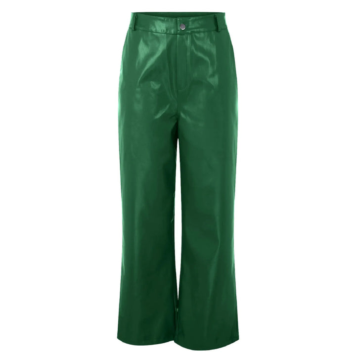 Elegante high-waist hose im lederlook mit geradem bein
