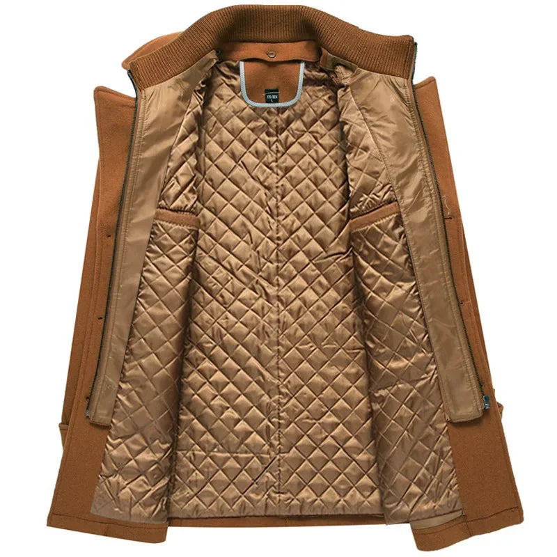 Doppelt Kragen Woll Jacke für Herren | Wintermantel