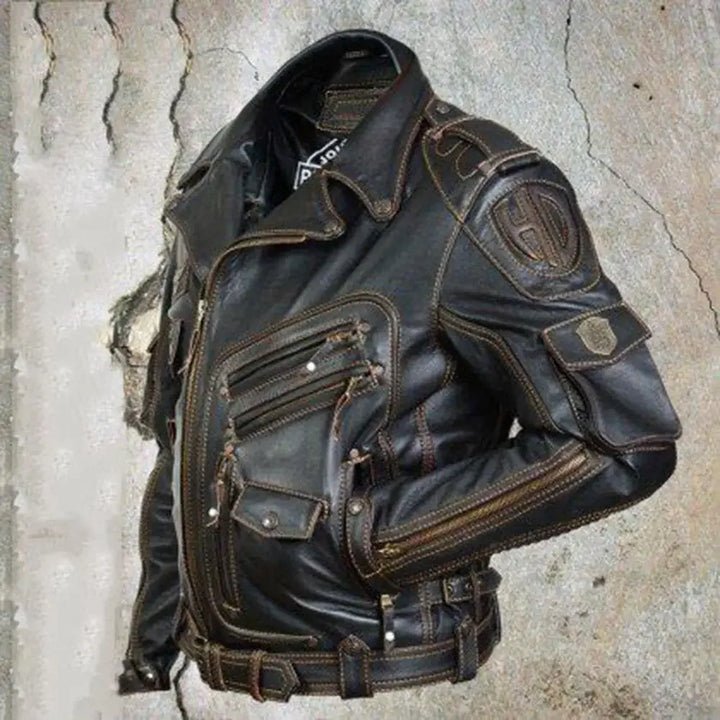 Herren-Bikerjacke mit Reißverschluss | Mehrere Taschen