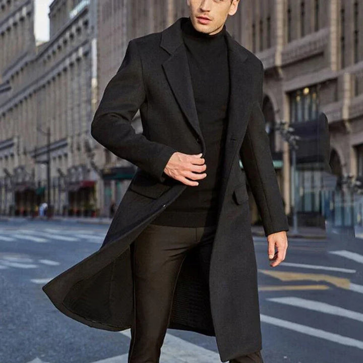 Herren Langer Trench Mantel mit Fronttasche | Stilvoll