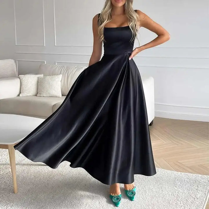 Damen Elegantes Quadratischem Ausschnitt Kleid | Maxi