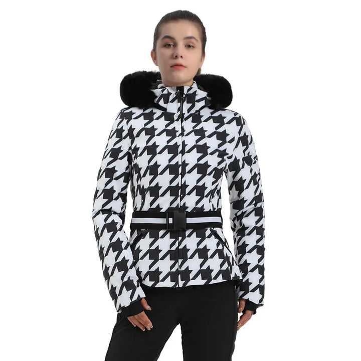 Strukturiert Ski jacke mit Kapuze für Damen | Praktisch
