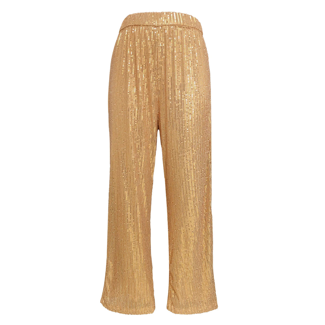 Funkelnde paillettenhose mit weitem bein