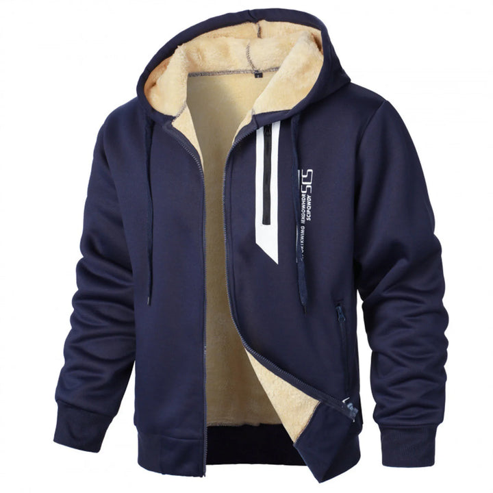Einfarbige Fleece Jacke mit Kapuze für Herren | Lässig