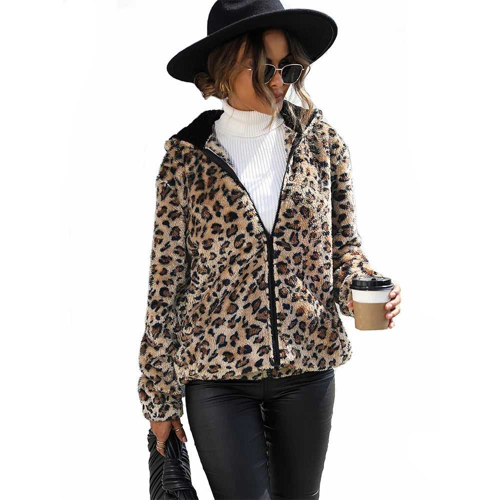 Fleece Jacke für Damen mit Leoparden-Print | Moderne
