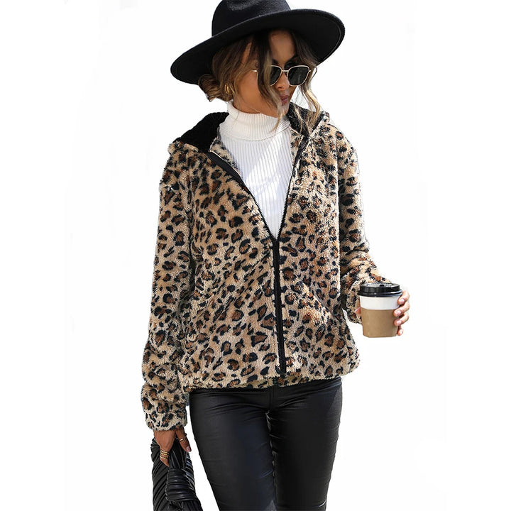 Fleece Jacke für Damen mit Leoparden-Print | Moderne