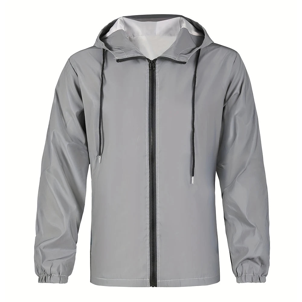 Herren Reflektierende Windjacke mit Kapuze | Gerippte Bündchen