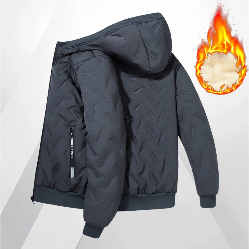 Winddichte Fleece Steppjacke mit Kapuze für Herren | Lässig