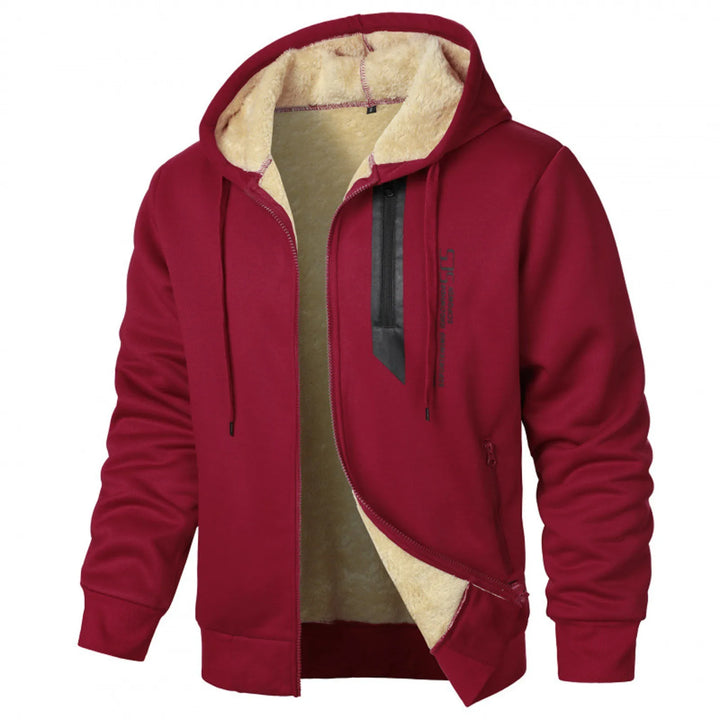 Einfarbige Fleece Jacke mit Kapuze für Herren | Lässig