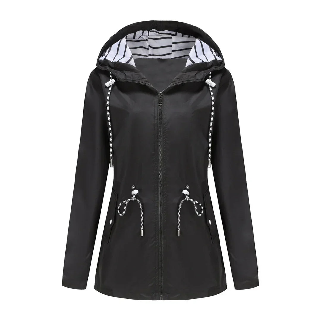 Modisch Wasserdichte Regenjacke für Damen mit Kapuze | Schlichte