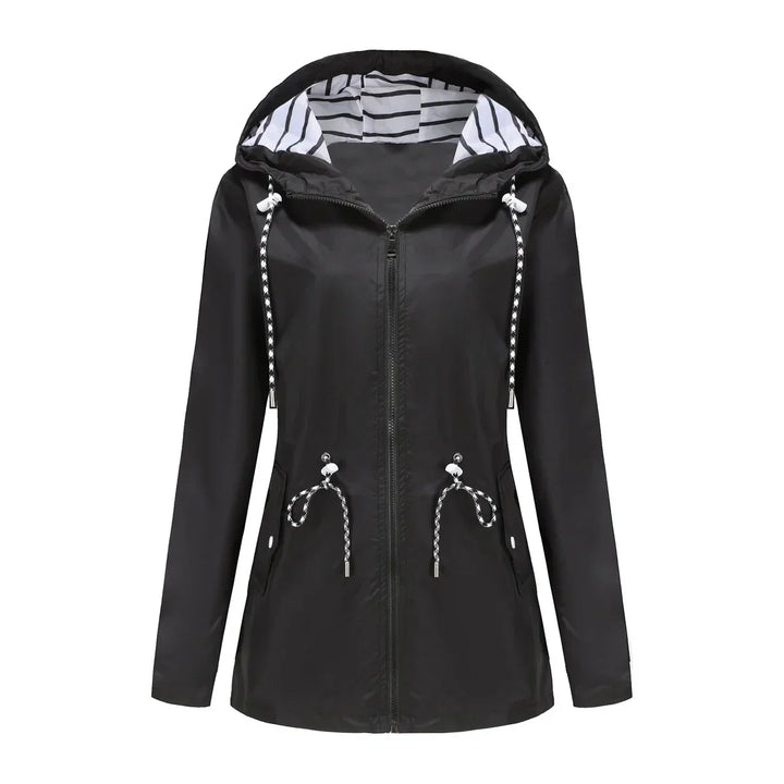 Modisch Wasserdichte Regenjacke für Damen mit Kapuze | Schlichte