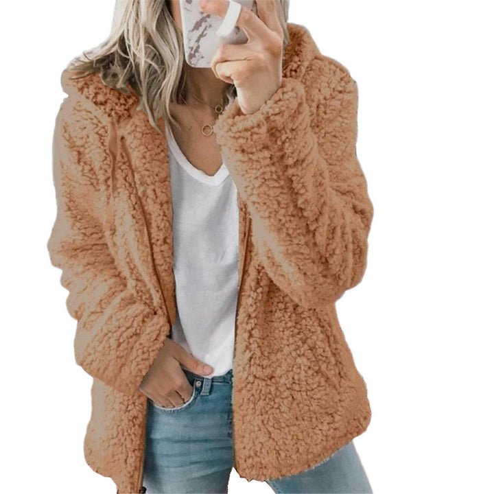 Damen Kapuzen-Teddy Jacke | Reißverschluss