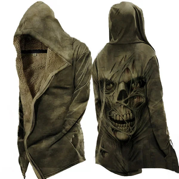 Herren Warme Skelett Fleecejacke | Kapuze