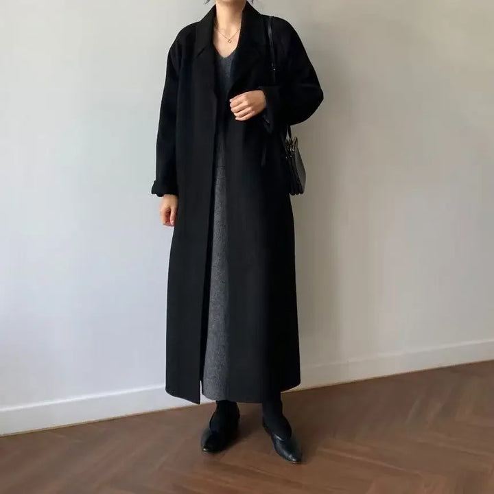 Damen Langer Warmer Mantel mit Gürtel | Weite Ärmel