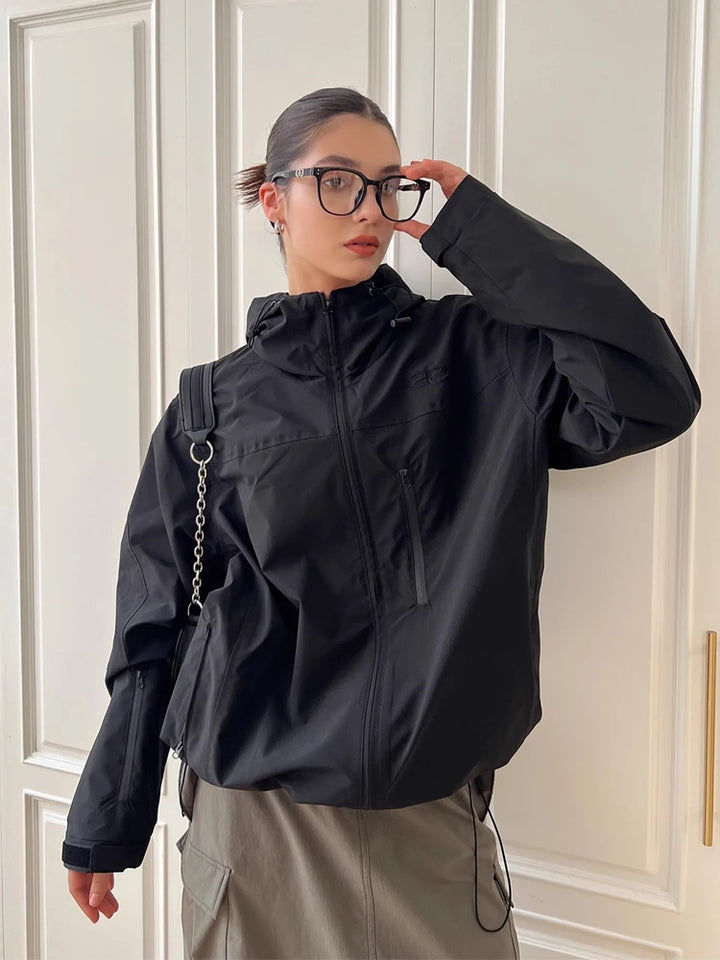 Damen Übergroße Windjacke mit Kapuze | Langarm