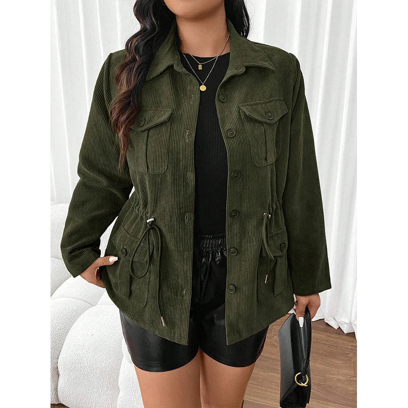 Damen Knopfleiste Cord jacke | Warme