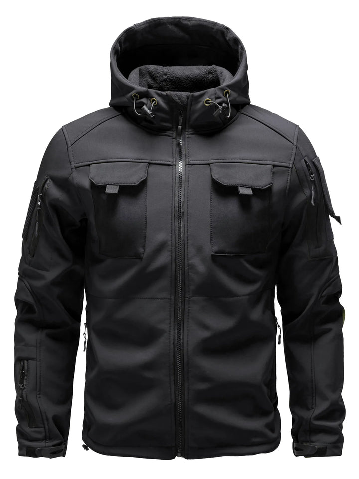Softshell Jacke mehreren Taschen für Herren | Kapuze