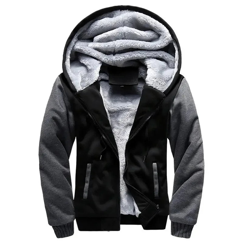Dicke Fleece Steppjacke mit Kapuze für Herren | Funktional