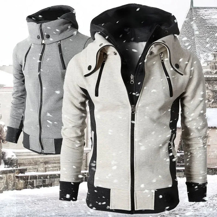 Herren-kapuzenjacke Mit Hohem Kragen Und Reißverschluss | Winter