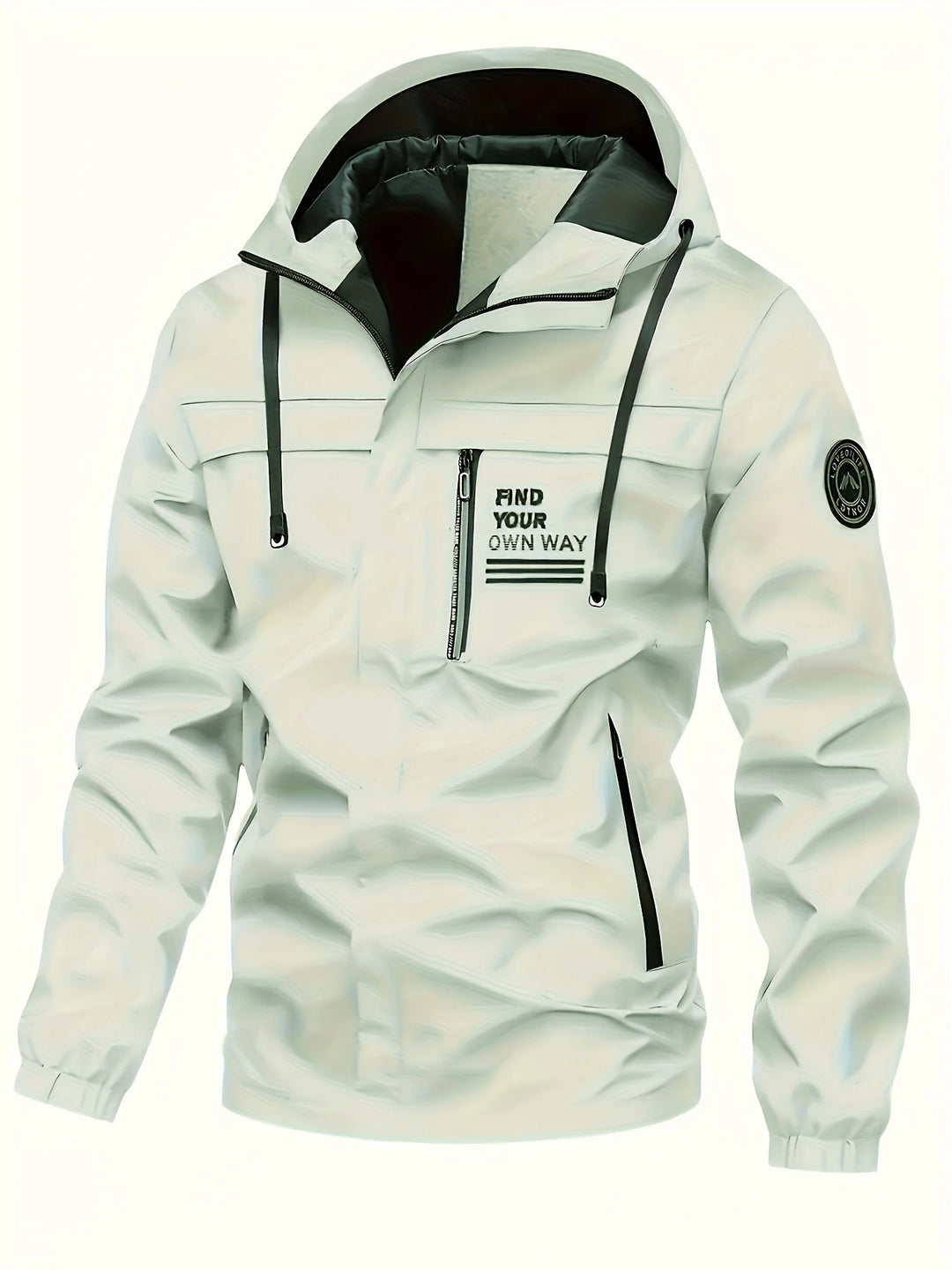 Herren-Freizeit Windjacke mit gerippten Ärmeln | Kapuze