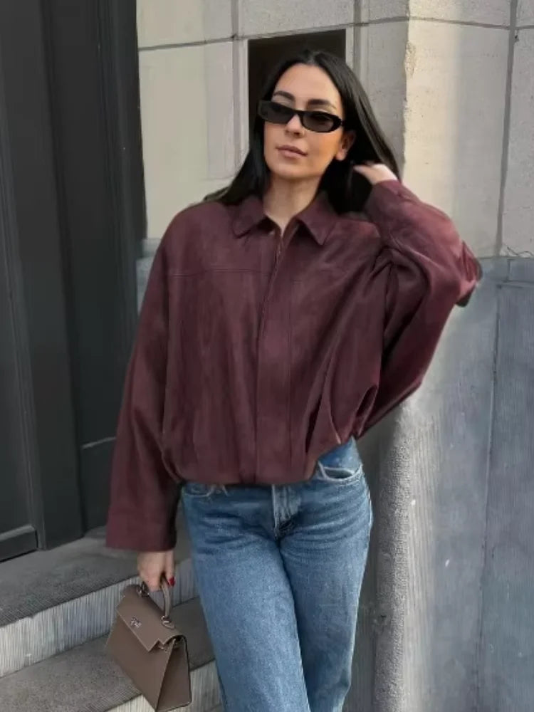 Damen Kurze Trendy Herbstjacke für Damen | Übergroß