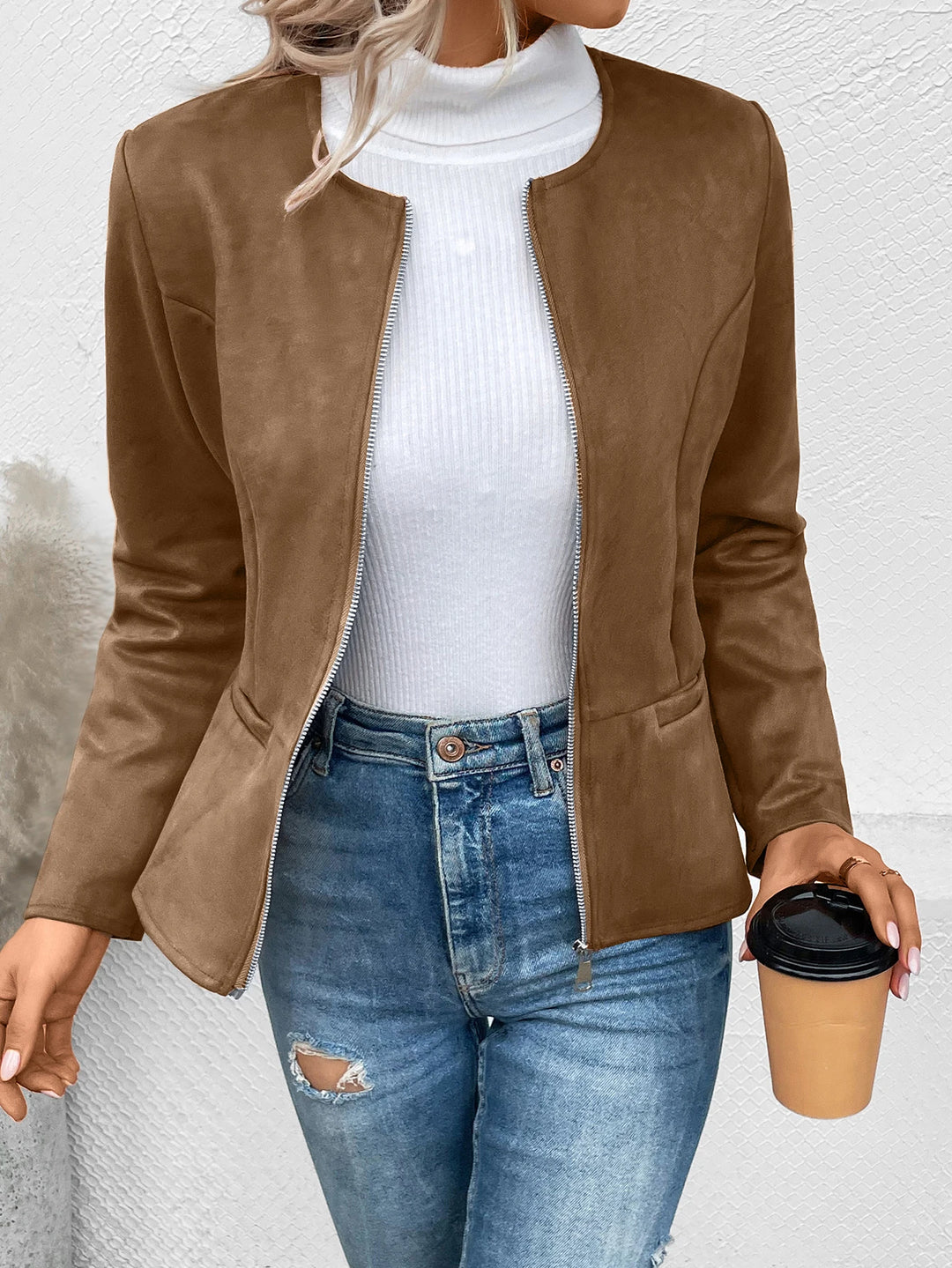 Damen Schlank Passform Übergangsjacke | Reißverschluss