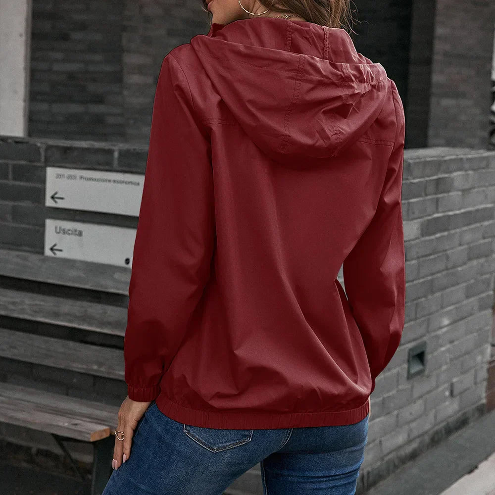 Wasserdichte und winddichte Regenjacke mit Kapuze  für Damen | Draußen